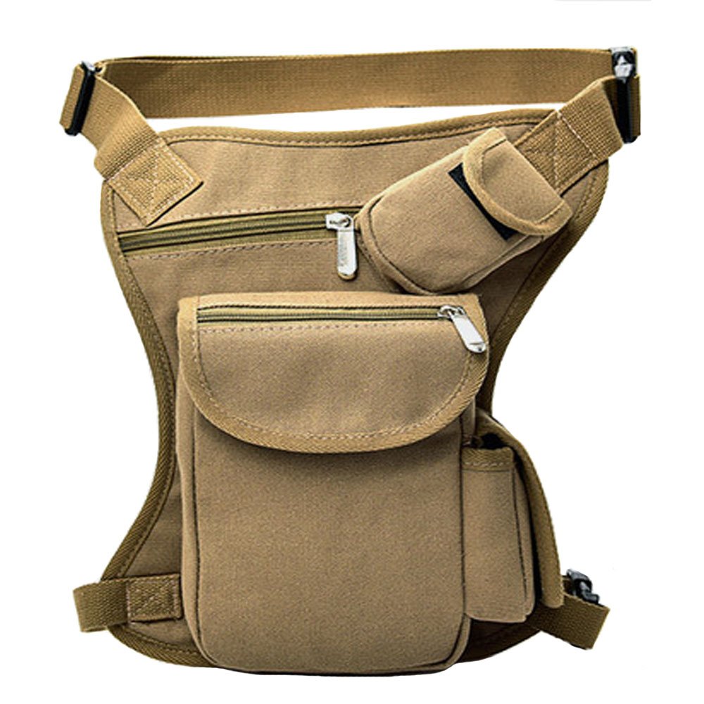 FiveloveTwo Hiking Waistpacks Small Multi-Purpose Drop Waist Leg Bag Military Utility Tactical Hip Molle Pack Sport Camping Hiking Motorcycle Racing Thigh Pouch Khaki