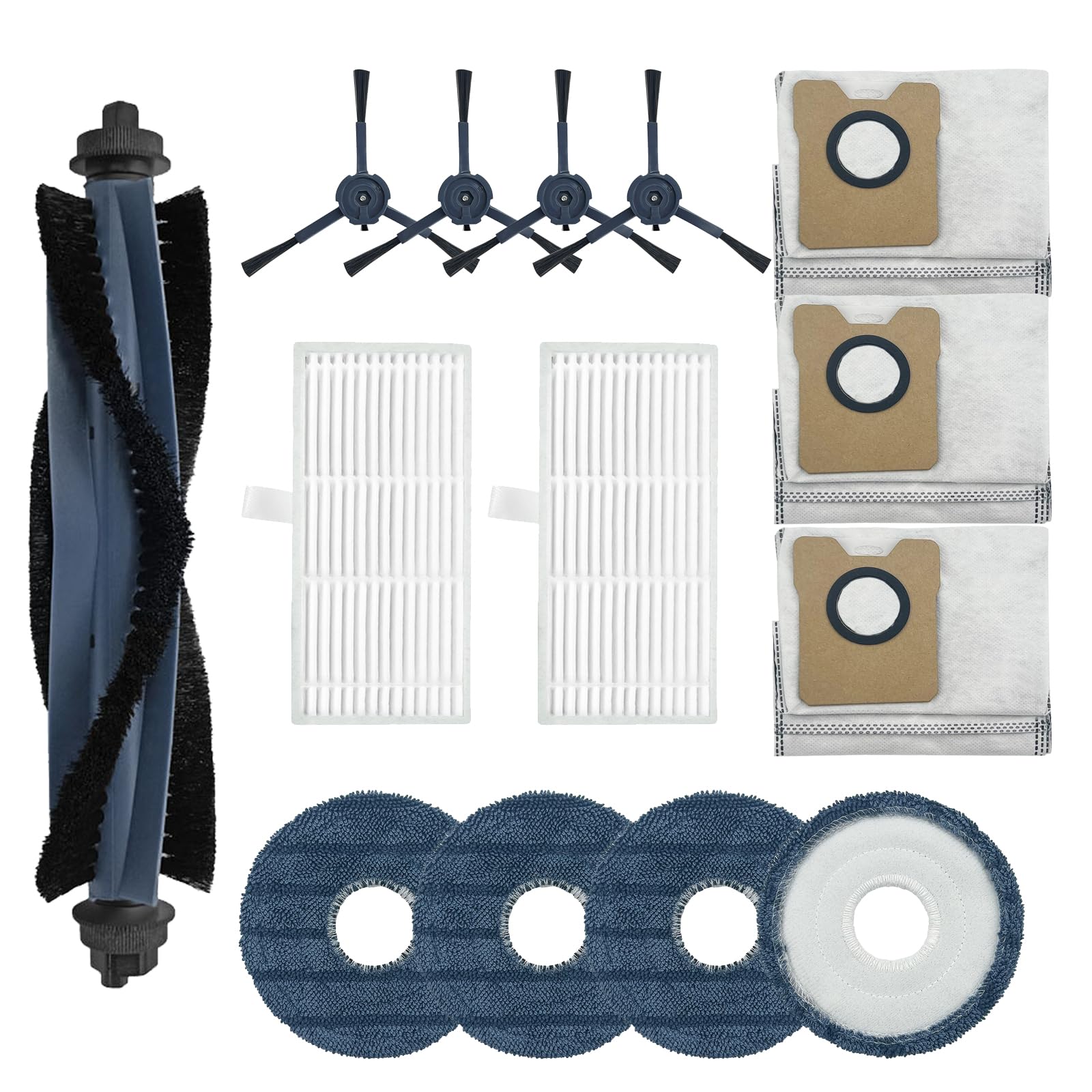 Photo 1 of Aerqvix Accessories Replacement for eufy C20 Robot Vacuum Accessories 1x Mainbrush,2X Filters,4X Moppads,3X Dust Bags,4X sidebrushes