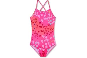 KSK KAISHEK Girls' Sparkle One-Piece Swimsuit 4-12Y Adjustable Crossback Straps Shimmer Bathing Suit for Beach Pool