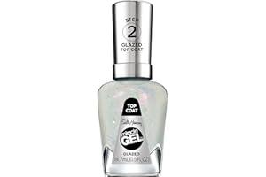 Sally Hansen Miracle Gel Nail Polish Special Effect Top Coat | Salon Quality, Gel-Like Formula, Two-Step System, No UV Light Needed, Long Lasting | Sheer, Glossy | 108 Glazed Top Coat