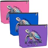 3 Pack Funny Beach Sea Turtle Gifts for Women Turtle Lovers Teacher Girls Trip Makeup Bag,Travel Essentials Cosmetic Bags for Women,Birthday Wedding Christmas Vacation Friendship Girl Weekend Journey