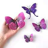 TUPARKA 36 Pieces 3D Butterfly Wall Stickers Purple PVC Magnets Dots view 3