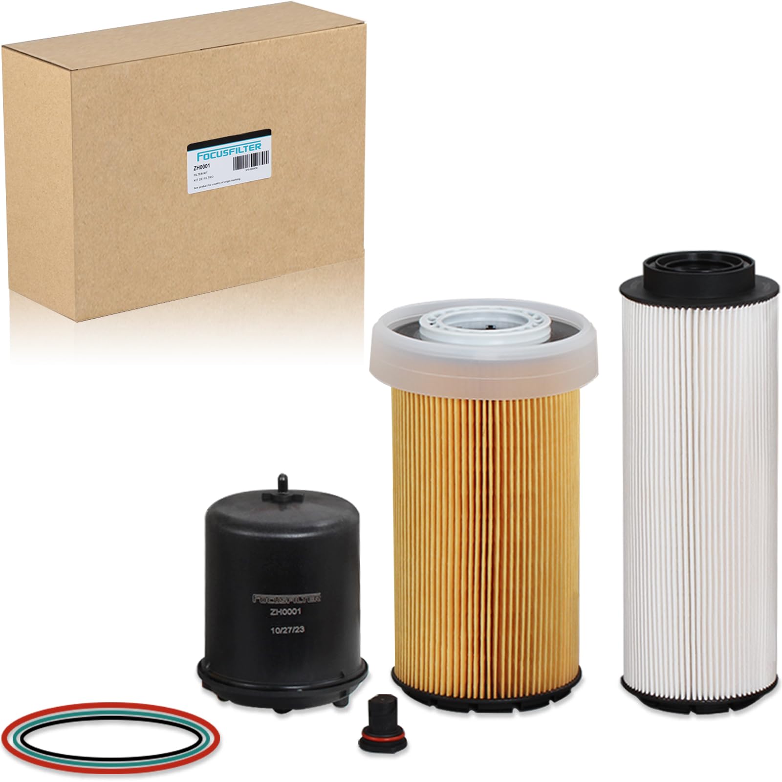 Photo 1 of FOCUSFILTER 1718534 Filter Service Kit,for Paccar MX-13 EPA 17,Replace 1922496 1922496PE Oil Filter Centrifugal,2234788 2234788PE Oil Filter,2277129 1852006 Fuel Filter,1982821 Drain Tap- Plug