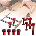BGASNW Bench Dogs Clamp Set, Woodworking Clamps with 4 Bench Dogs for 3/4 Inch (19mm) Workbench Dog Hole, Adjustable Dog Hole Clamp with 2 Ratchet Wrenches, Workbench Accessories for Woodworking Clamp