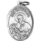 San Cayetano Patron De Los Desempleados y la Buena Suerte Silver Oxidized Medal Blessed by His Holiness