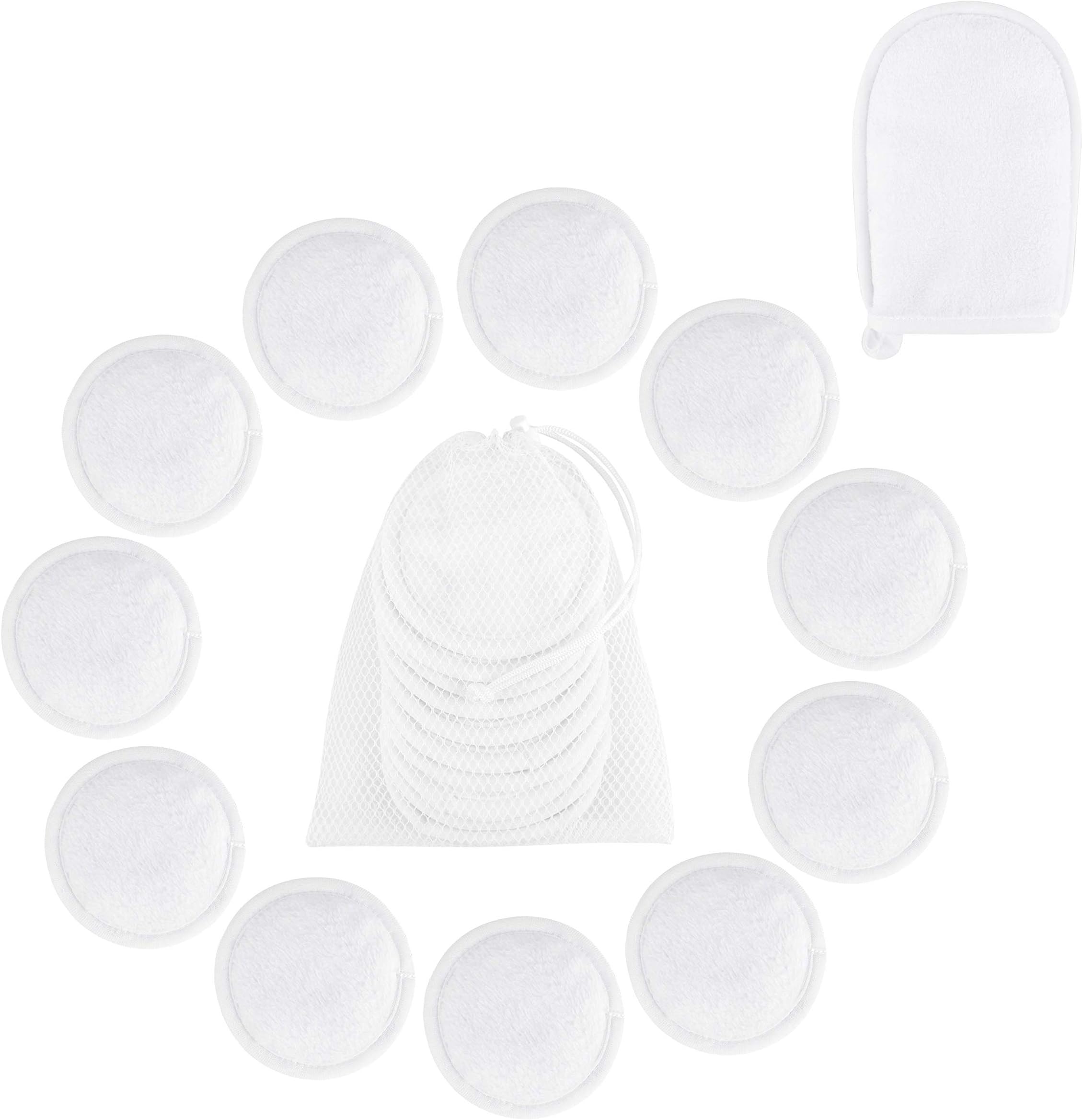 Bamboo Makeup Remover Pads | Reusable Organic Cotton Rounds with Laundry Bag | Washable Facial Cleansing Cloths for Eye Makeup | Remove Face Wipe | Reusable Makeup Remover Pads | Bambaw White