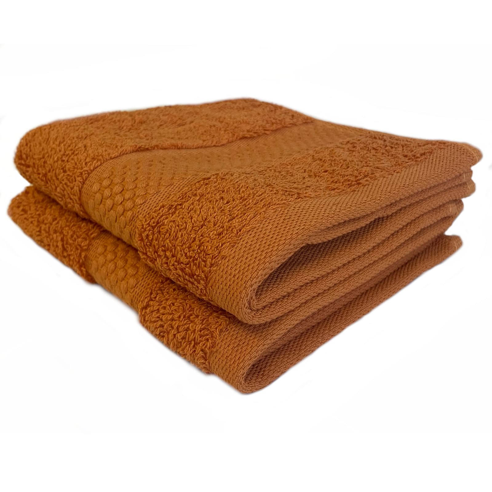 Sue Rossi Face Cloths Pack of 2 or 6, Turkish Combed Cotton, 30cm x 30cm Wash Cloth Fingertip Flannel, Soft & Absorbent, 600gsm Thick Bathroom Towels Set (Orange, 2)