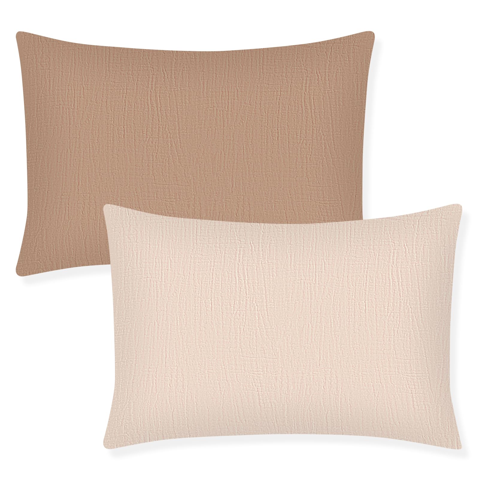 Winmany Toddler Cotton Muslin Pillowcases Baby Girl Boy Pillow Case Travel Cushion Pillow Covers with Envelope Design Cot Bed Accessories Fit for 13"x18" 14" x 19" 12"x16" Pillow (Brown+Khaki)