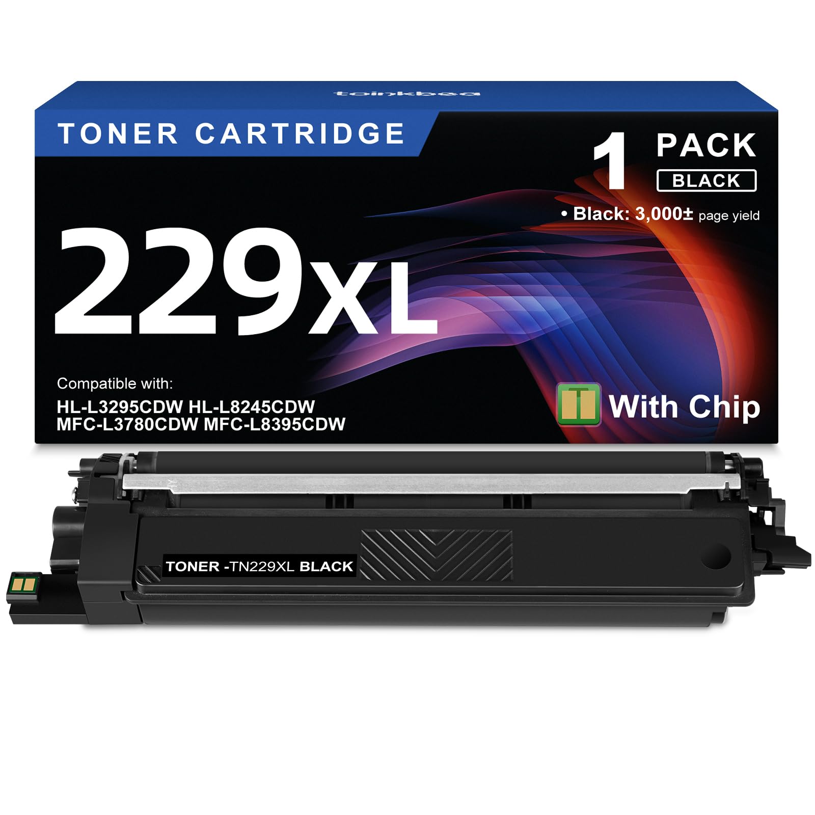 Photo 1 of TN229XL Black TN229XLBK Toner Cartridge Replacement for Brother TN229XL TN229 Black Toner Cartridge Works for Brother HL-L3220CDW HL-L3280CDW HL-L8245CDW MFC-L3720CDW MFC-L3780CDW Printers - 1 Pack