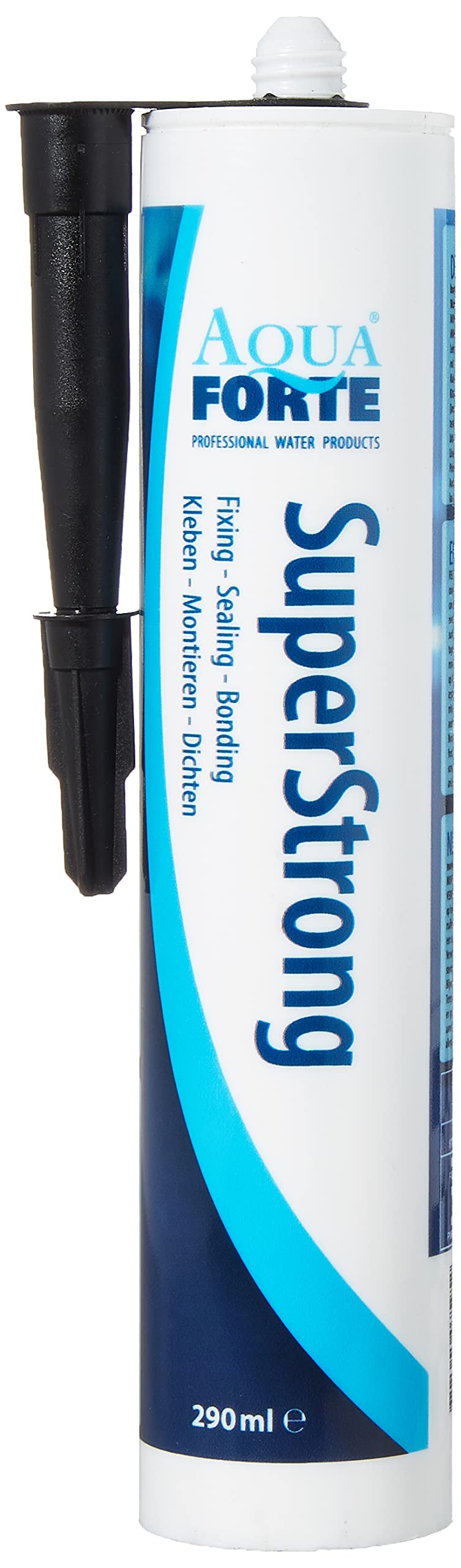 Aquaforte Glue "Superstrong MS Polymer" for Fixing and Wealing, 290 ml cartridge, black, 29x5x4 cm Installation/Repair kit, Black, 22.0x5.0x4.0 cm