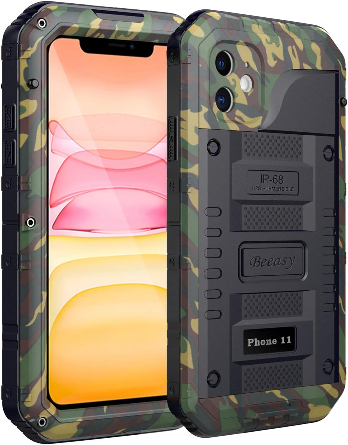 Beeasy iPhone 11 Case Camouflage, Waterproof Shockproof Tough Heavy Duty