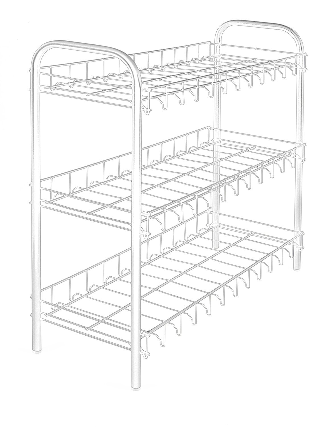 Metaltex Shoe Rack - 3 Tier Shoe Stand Organiser, Metal, White, 64 X 23 X 59 CM