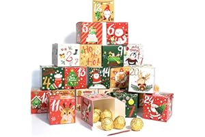 24Pcs Christmas Advent Calendar Gift Boxes, 2.76Inch Empty Advent Calendar Boxes, 1-24 Countdown DIY Fillable Advent Calendar