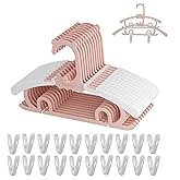 Komost Baby Kids Clothes Hangers with Clips, 10 Pack Toddler Infant Childrens Hanger for Closet, Plastic Adjustable Stackable Hangers for Baby Clothes