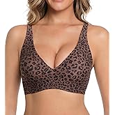 Jelly Wireless Bra Deep V Push Up Seamless T-Shirt Comfortable Plunge No Underwire Bras with Adjustable Straps Everyday Bras