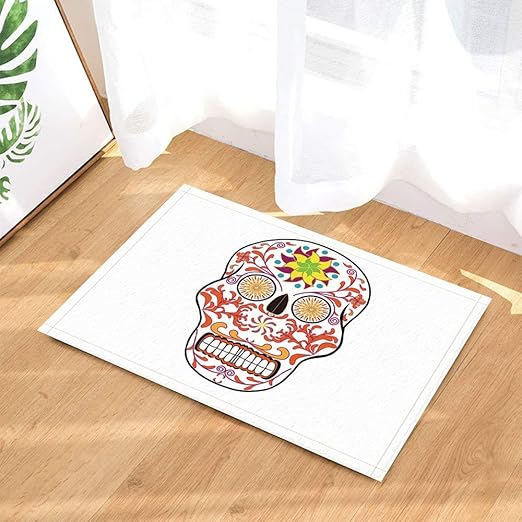 Gzhq Alfombra Bano Calaveras Azucar Estilo Mexicano Blanco