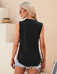 KTILG Black Sleeveless Tops for Women Casual Summer