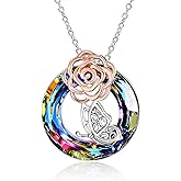 YFN Sterling Silver Nature Jewelry Flower Necklace With Insects Crystal Jewelry Snowflake Pendant For Women