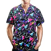 80's Men's Vintage Hawaiian Beach Shirts - 90's Button Up Disco Theme Party Shirts