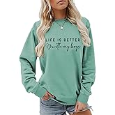 ZAJEAIE Life Is Better With My Boys Sweatshirt, Women Funny Boys Mom Shirt Mom Life Graphic Sweatshirt Casual Fall Pullovers