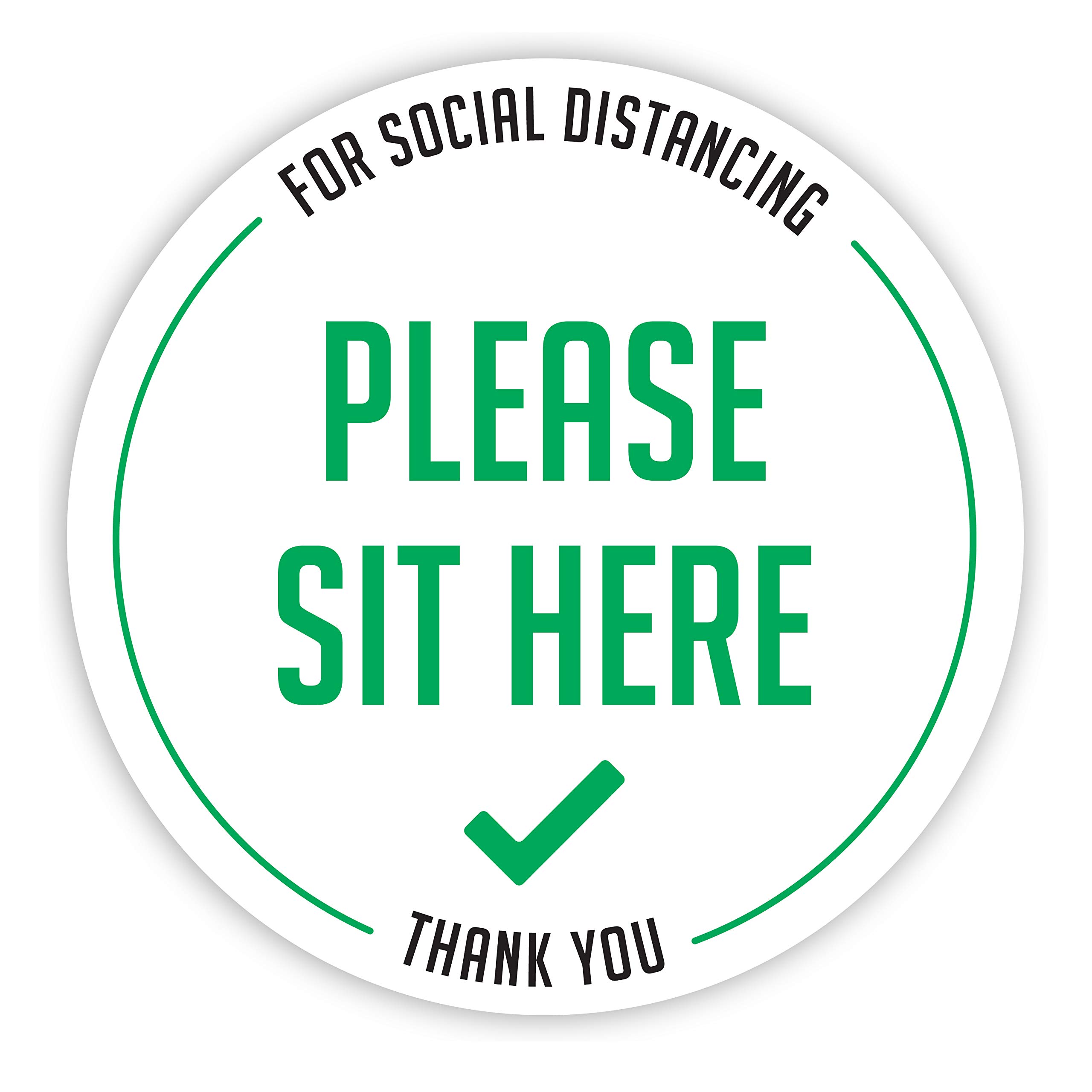 Please Sit Here Sticker | Seat Sign Social Distancing | Social Distancing Decals. 20 PACK. 4 INCH