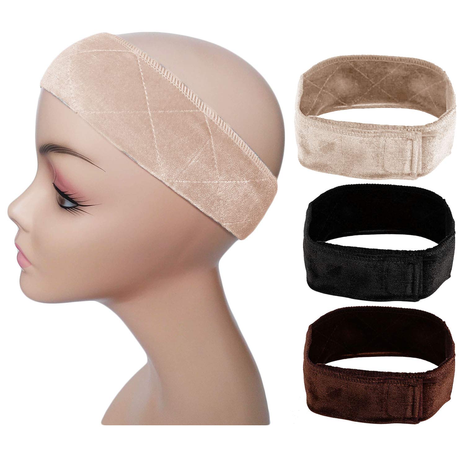 Neflyon Anti-Slip Secure Band,2020 Upgrade Comfort Elastic Velvet Wig Grip Band,Wig Grip Headbands for Women,Perfect for Keeping Wigs from Slipping(Black Color)
