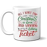 Ink Trendz Winning Lottery Ticket Funny Christmas Mug, Novelty Christmas Coffee Mug, 11oz Ceramic Holiday Coffee Mug, Christmas Party Cups for Table Decorations, White Elephant Gifts, Coworkers