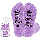 AMCAMI Fuzzy Socks- Funny Retirement Gifts, Cupcake Gift Box - Perfect for Retired Teachers, Moms (Women's Sizes 6-10)