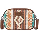 Wrangler Crossbody Bags for Women Sherpa Aztec Canvas Crossbody Purse