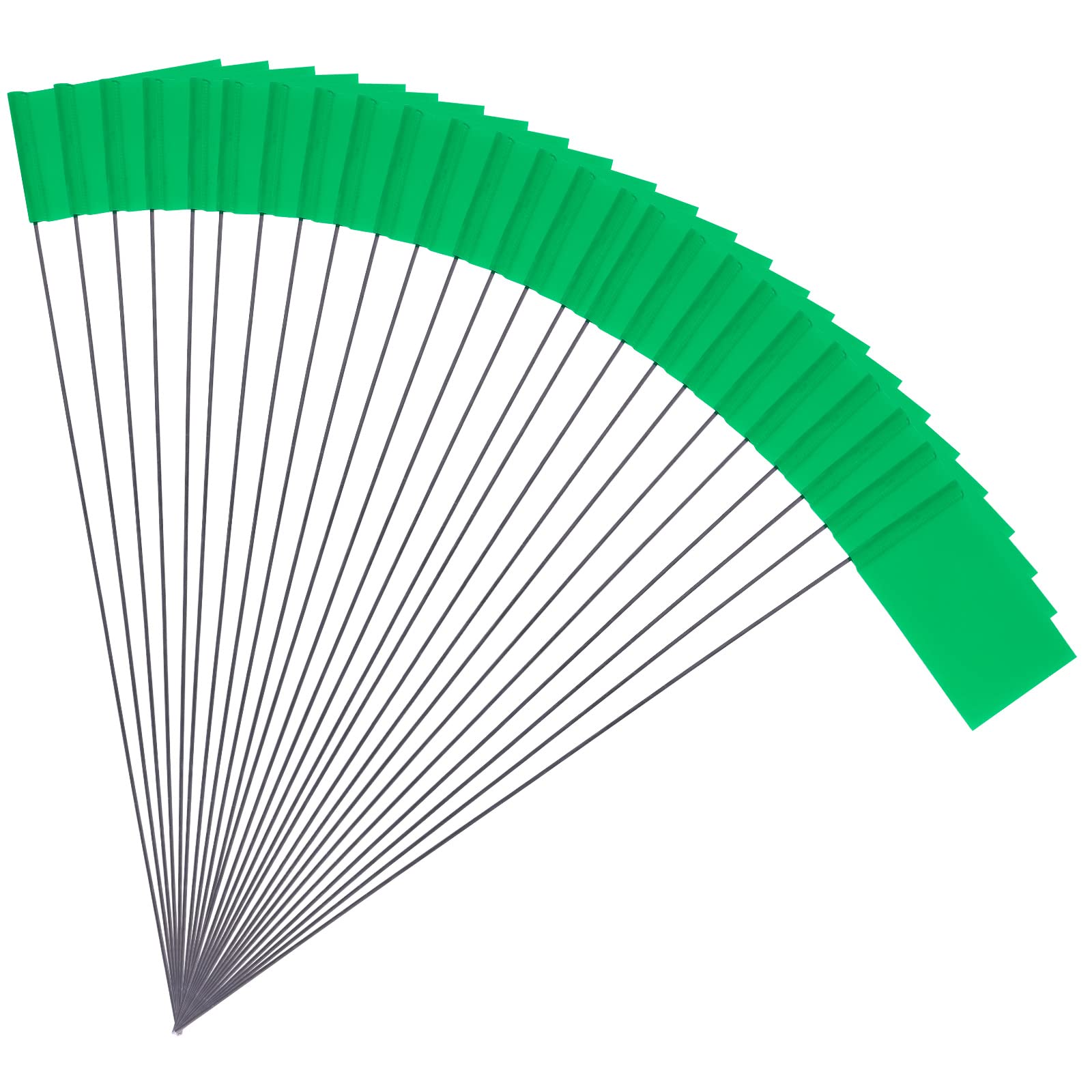 50pcs 2x3" Marking Flags with Steel Pole Vinyl Stake Flags Markers Lawn Flags for Yard Industrial Underground Utilities Sprinkler Sewers Landscaping Surveying Pet Boundary (Green)