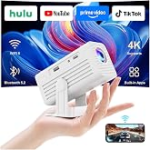 Mini Projector with Wifi and Bluetooth,4K Supported Smart Projector | Built-in Apps,XENPONAD Portable Projector for Bedroom Celling Camping &amp; Outdoor, Movie Projector with Speaker, Auto Keyston