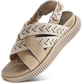 KuaiLu Womens Orthopedic Walking Sandals Comfortable Plantar Fasciitis Arch Support Sport Recovery Outdoor Casual Sandles Thick Memory Foam Cushion Cross Strap Adjustable Slides