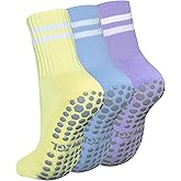 Ao Yee ZGL Slouch Yoga Socks,Pilates Women Socks with Non Slip Grippers for Barefoot Ballet Fitness Rehab Hospitals 3 Pairs
