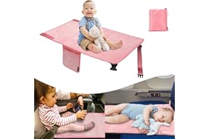 Happy Nest Toddler Airplane Bed & Airplane Seat Extender for Kids - Portable Foot Rest for Children Flights, Soft Velvet Toddler Plane Bed, Lightweight Machine Washable Travel Essentials (Pink)