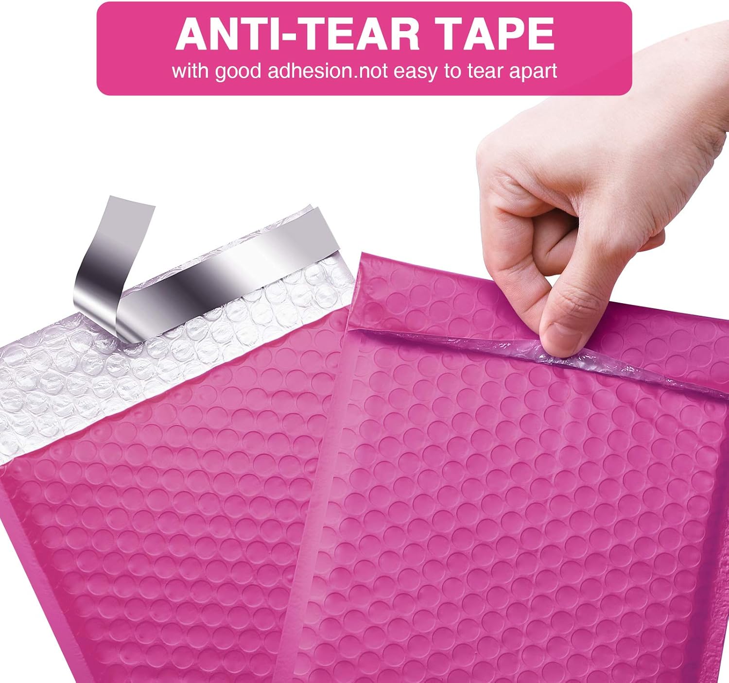 Fuxury Fu Global 4x8" 50Pcs Poly Mailers Bubble Padded Set #000 for Lip Glosses, Colored Shipping Bubble Cushion Wrap Mailers Envelopes Bulk, Poly mailer Bags for Shipping/ Packaging- Pink : Office Products