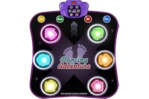 Flooyes Dance Mat Toys for 3-12 Year Old Kids, Electronic Dance Pad with Light-up 6-Button Wireless Bluetooth, Music Dance with 5 Game Modes, Birthday Toys Gifts for 3 4 5 6 7 8 9 10+ Year Old Girls