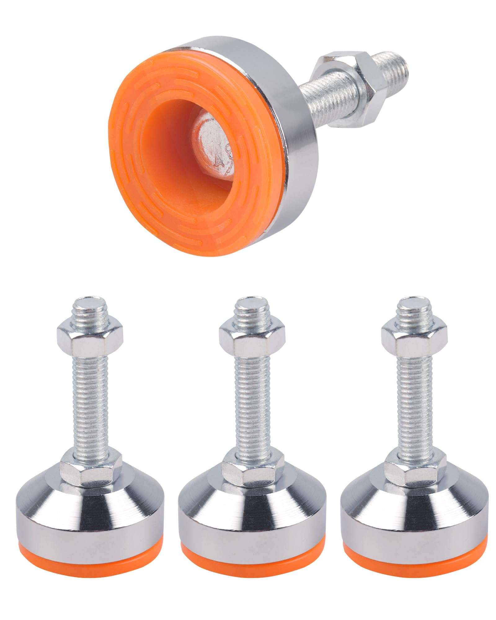 SPDYCESS 4 PCS Furniture Adjustable Feet, M12×50mm×Ø50mm Thread Heavy Duty Carbon Steel Leveling Foot Adjuster Leveller Buffering Floor Protector Reduce Noise for Machine Table Furniture Feet