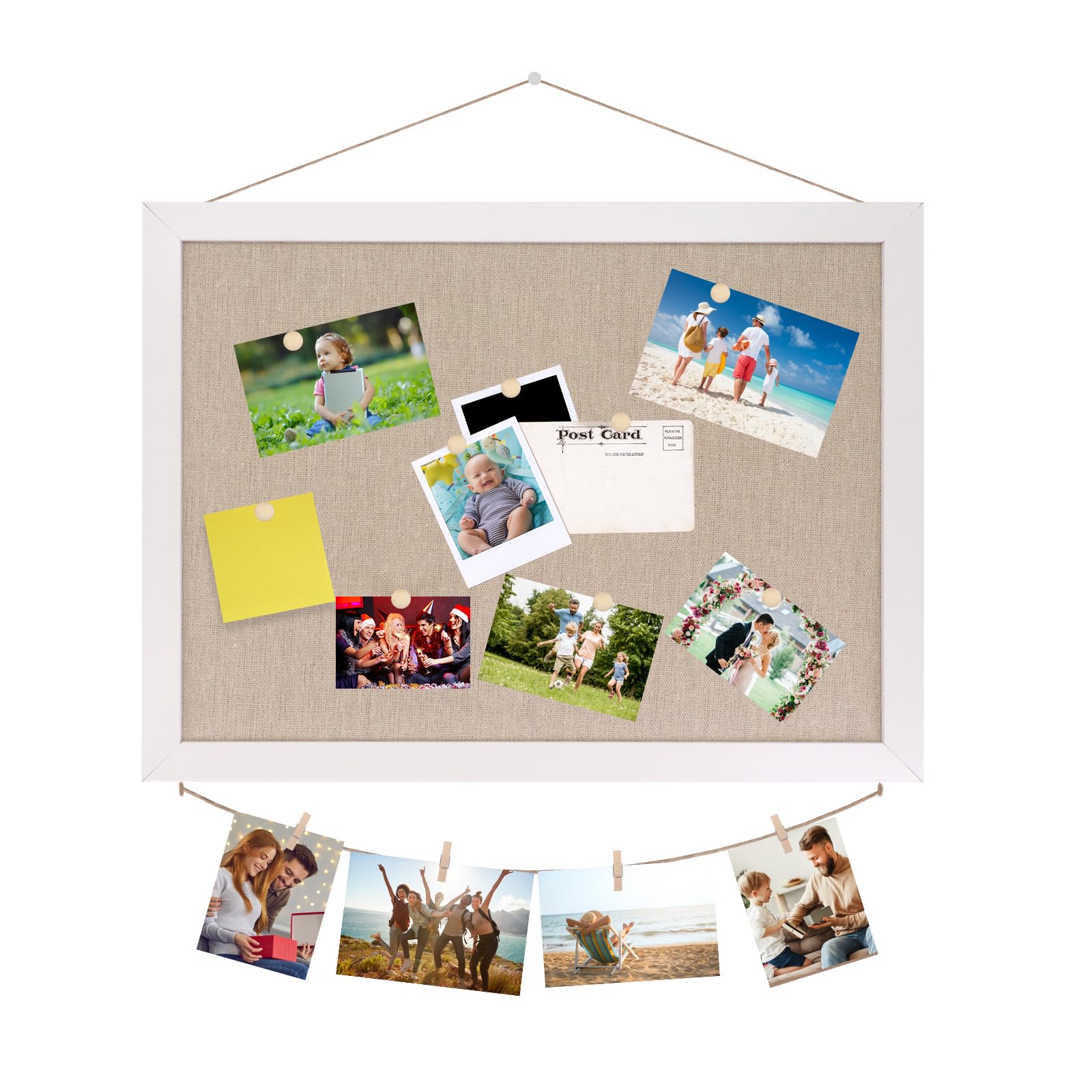 Bemodst Linen Cork Board, 40X30CM Cork Boards for Walls, Notice Boards Felt Message Pin Board, Memo Board, Notice Board for Home, Suitable for Notice Board of Offices, Schools, Bedrooms, Kitchens, Etc