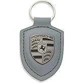 Porsche Turbonite Leather Gunmetal Key Ring, Grey
