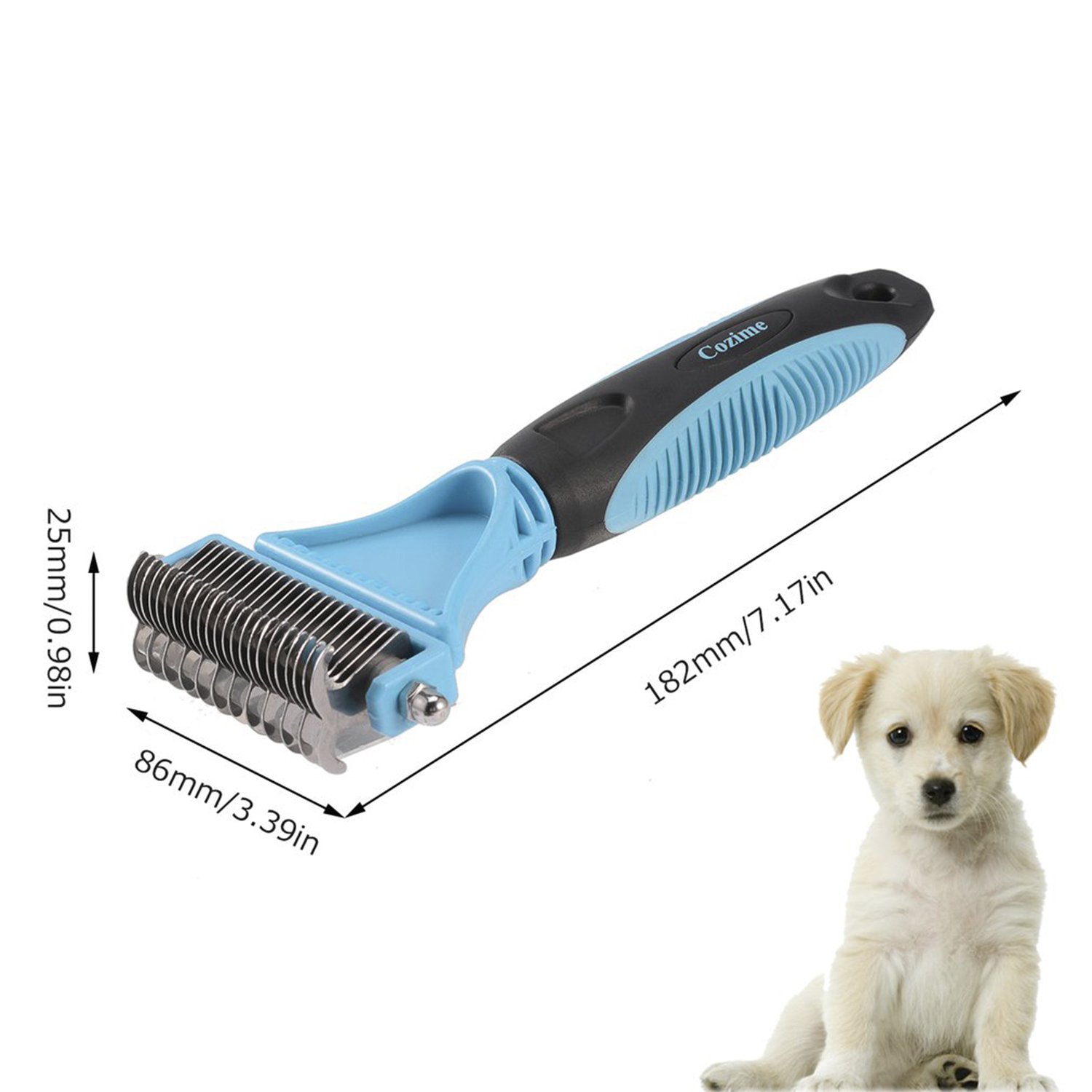 Double Sided Pet Dematting Comb with 35 Blades, Dog Undercoat Rake for Removing Mats & Tangles, Pet Grooming Brush Tool for Small, Medium and Large Breed