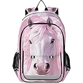 White Horse Pink Backpack for Girls Boys Kids Elementary Middle School Bag Laptop Backpack Travel Rucksack