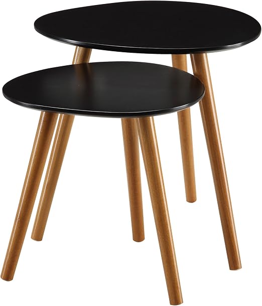 Amazon Com Convenience Concepts Oslo Nesting End Tables Black Natural Furniture Decor