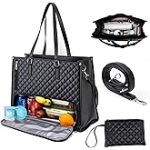 Lunch Work Tote Bags for Women, 15.6 Inch Laptop Bag with Insulated lunch Compartment, 2 in 1 Tote Bag Lunch Bag Combo with Small Purse and Shoulder Strap for Work, University, Office, Picnic (Black)