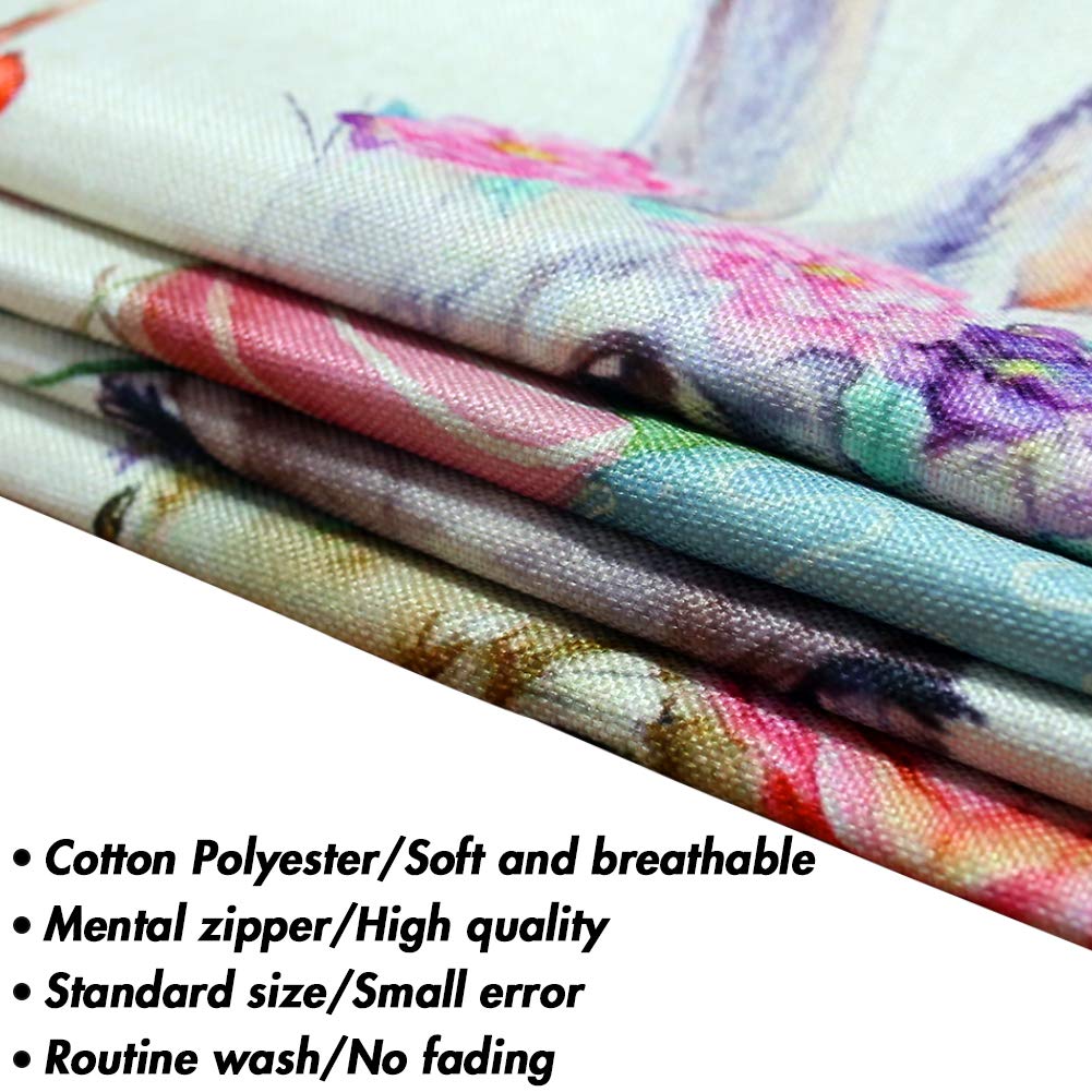 Johouse Easter Pillowcase, 4 Linen Easter Bunny Upholstered Sofa Pillowcases, 18 x 18 inch