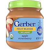 Gerber Stage 2 Organic Apple Strawberry, 4 Oz, 10 Pack | Stage 2 organic fruit puree; apple strawberry; 10 x 4 oz