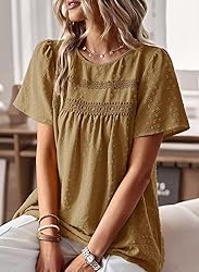 Falechay Plus Size Tops for Women Keyhole Button