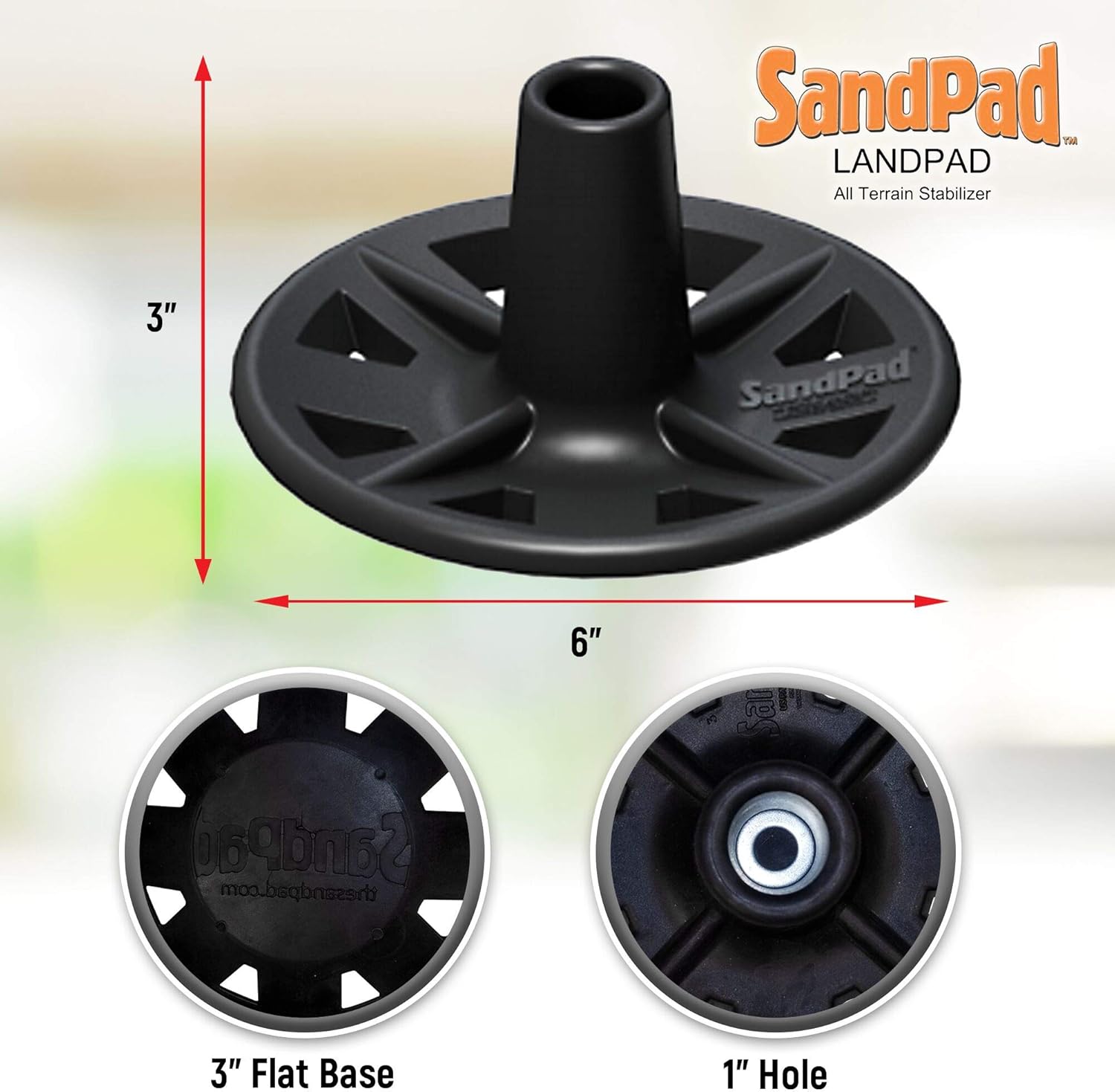 SandPad/EZWalk Cane Pad Stabilizer Tip (Single Pack for Canes) by