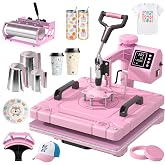 Slendor 15x15 Inch 8 in 1 Swing Away Heat Press Machine for T Shirts | For DIY Creators &amp; Small Businesses, Create T-Shirts, 30oz Tumblers, Mugs, Hats, Plates &amp; Gifts with Even Heat &amp; Pressure