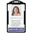 ADVANTUS ID Card Holder, Vertical, Holds up to 2-1/8" x 3-3/8" Card, 25 per Pack, Black (75657)