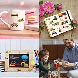 Vicloon 3D Sticker Set 24 PCS Engineering Vehicles Waterproof 17x7cm view 5